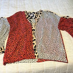 Umgee leopard print shirt with flare sleeves